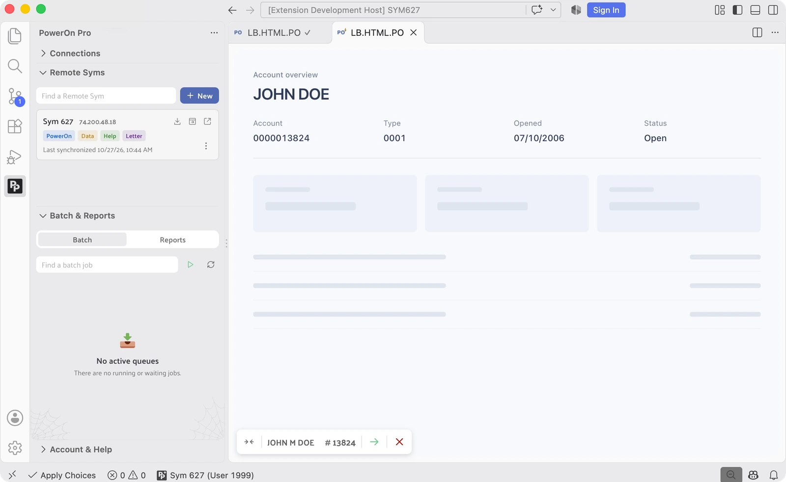 Select a member and run an interactive PowerOn inside VS Code.